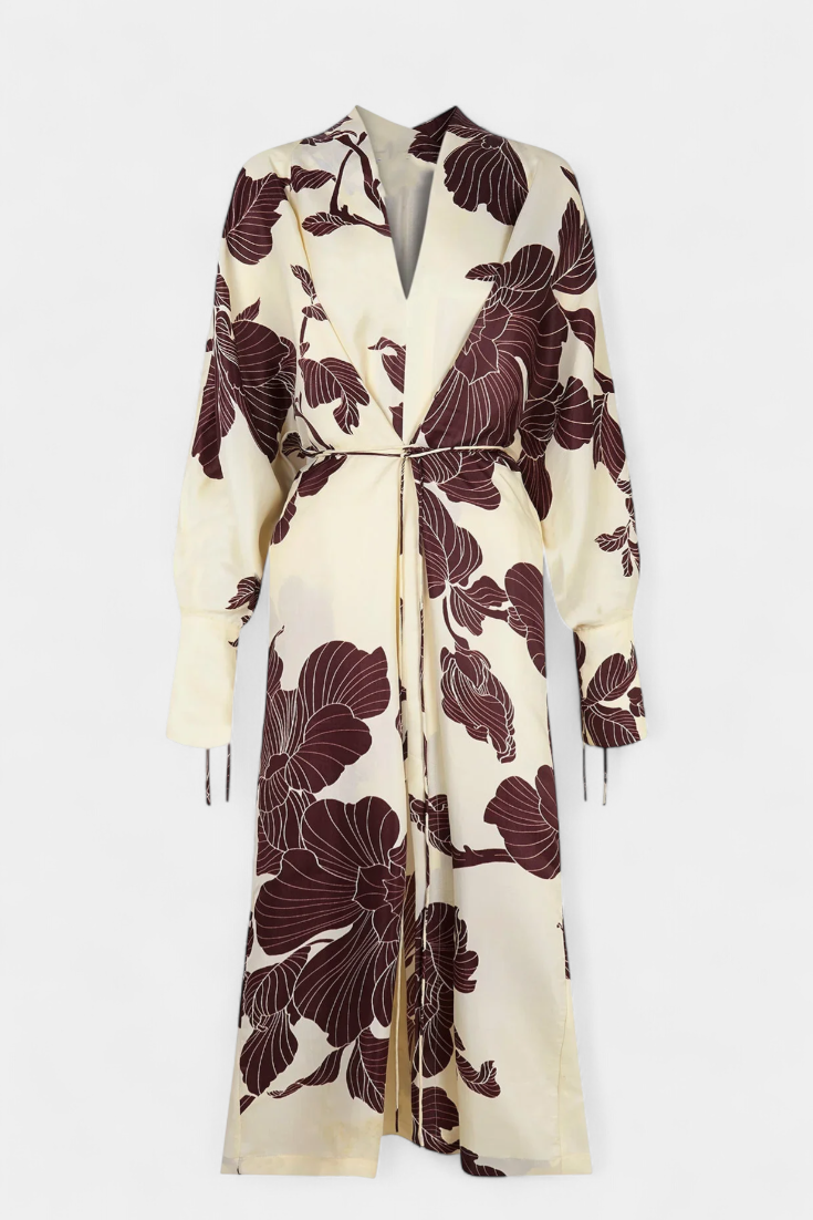 Claribel Kimono Dress with Origami Print