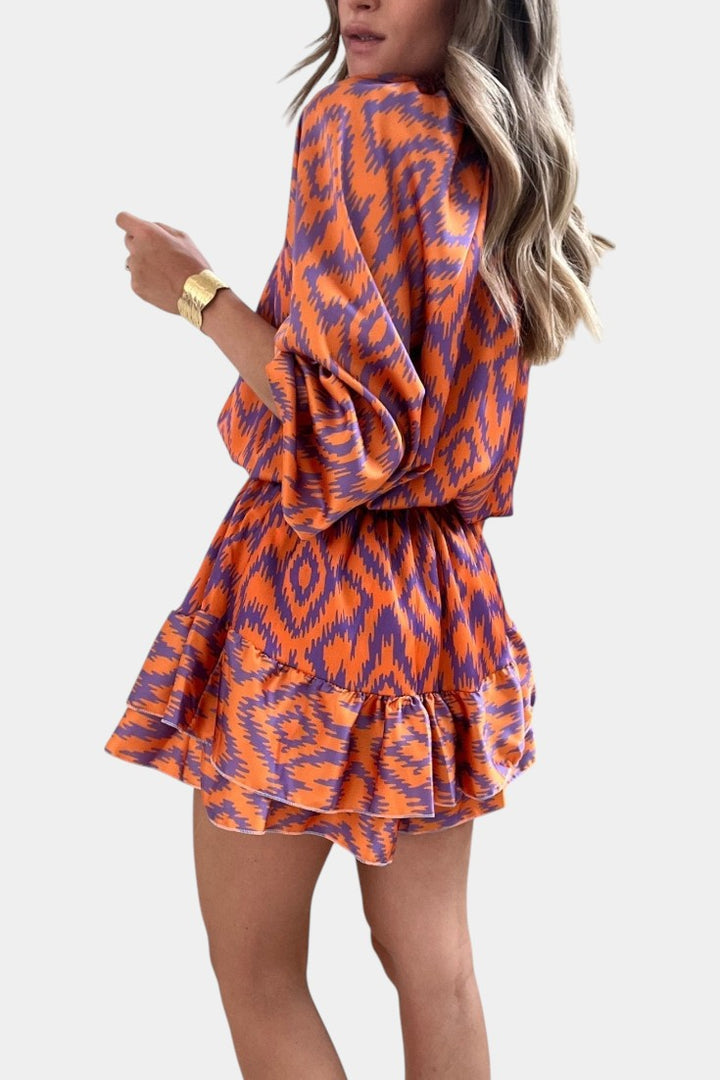 Mono Mini Yasmine con Volantes y Estampado Ikat